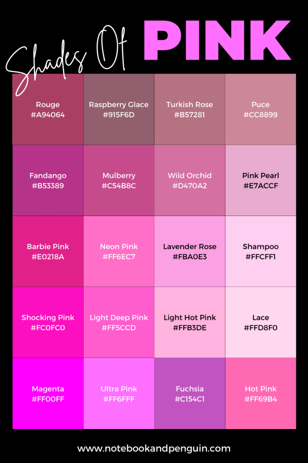 90 Pink Color Codes With Pink Color Chart Hex Codes 