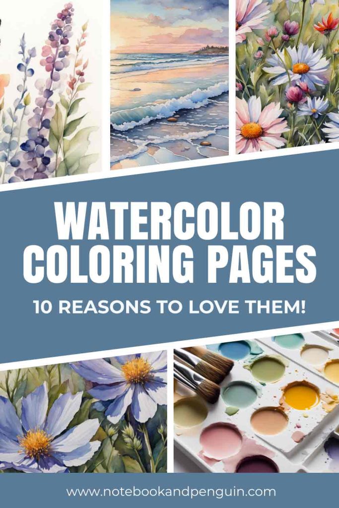 Watercolor coloring book benefits Pinterest pin