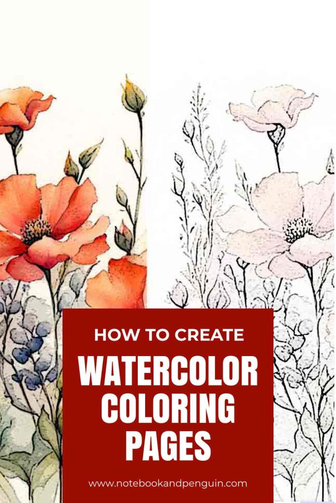 How to create watercolor coloring pages Pinterest pin