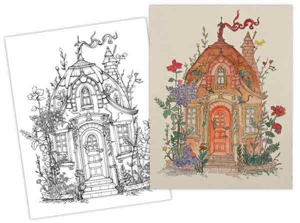 Watercolor coloring page example