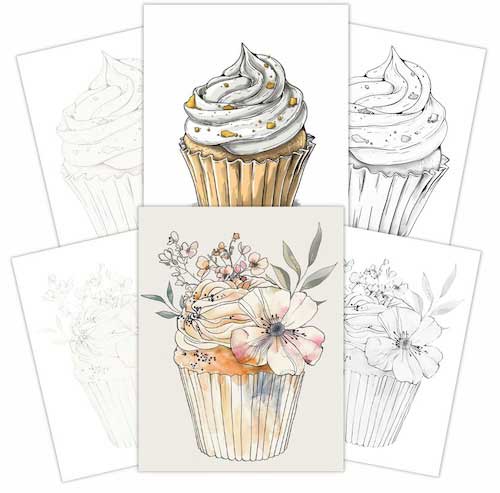 Watercolor coloring page examples