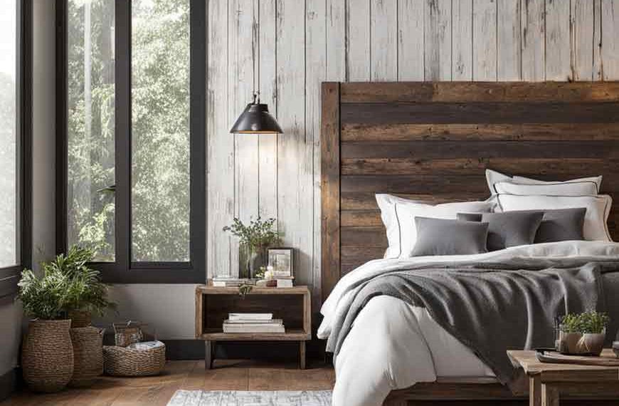 Bedroom with brown and gray color scheme