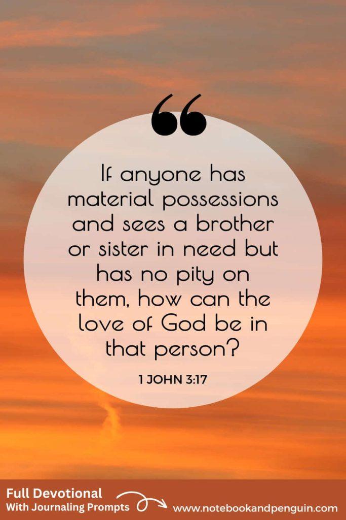 1 John 3:17 Devotional - Sharing With Others Pinterest Pin