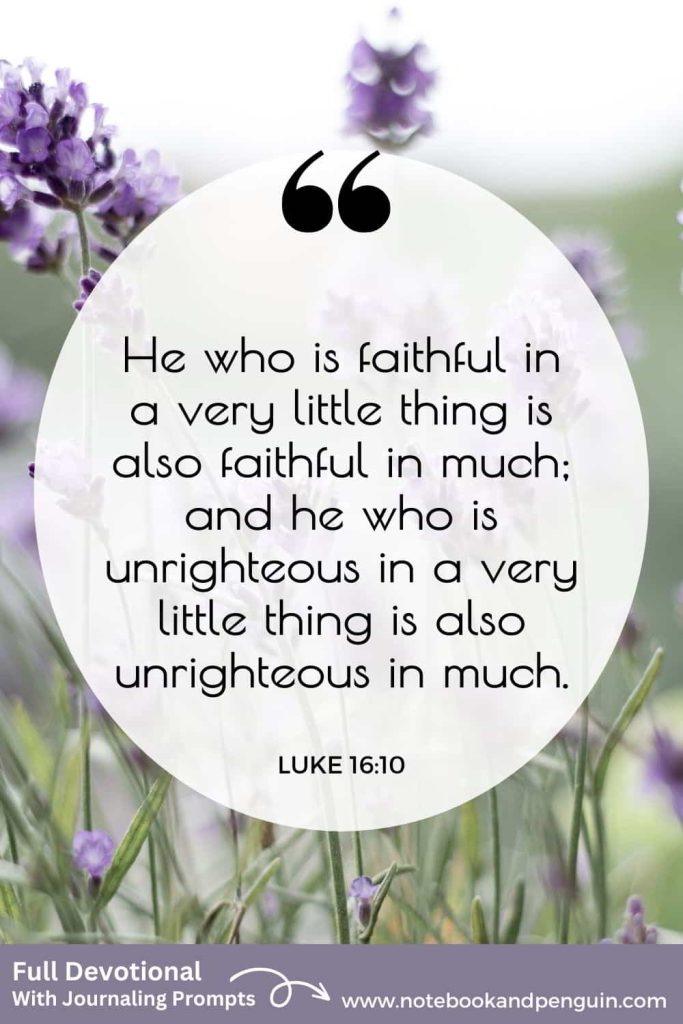 Devotional about being faithful in the little things