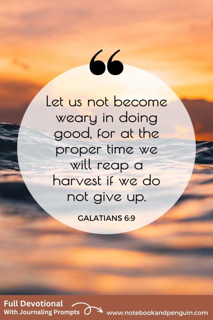 Galatians 6:9 devotional about not giving up 
