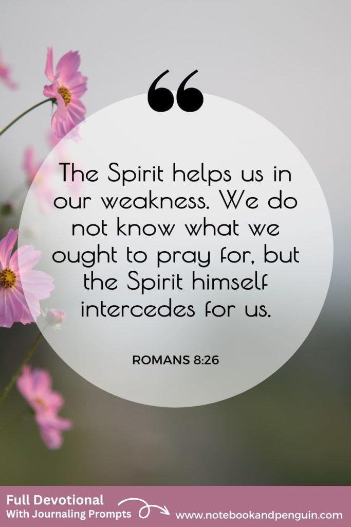 Romans 8:26 Devotional Pinterest Pin